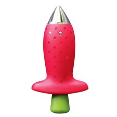 예쁜 딸기 헐러 금속 토마토 줄기 플라스틱 과일 잎 칼 제거제 가제트 주방 도구 1 개, 빨간색