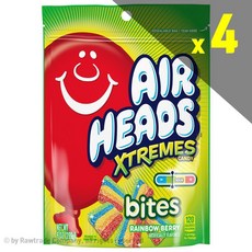 Airheads 에어헤드 레인보우 베리 사워 츄잉 캔디 255g 4팩 Xtremes Sweetly Sour Candy Rainbow Berry, 1p