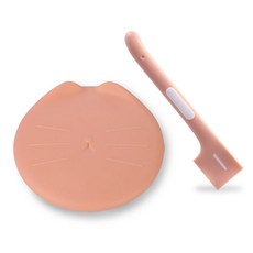 딩동펫 고양이 냥페이스 캔스푼 + 뚜껑 세트, 핑크, 1세트