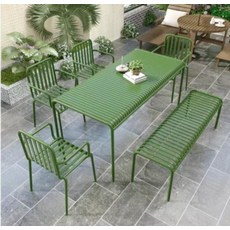 Hay Palissade Bench 팔리사드 카페 인테리어 밴치 테이블, 1.4m 테이블+의자 4장+의자 1장
