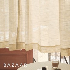 [바자르] 마벨 내추럴 린넨st 커튼(창문형/140x150)2장, 색상:그레이