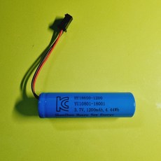 금한월드 KC인증 18650 리튬 배터리 충전지 1200mAh 3.7V - SM 2핀 커넥터 YU10801-18001, 1개