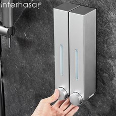 비누디스펜서 자동거품비누 손세정기 interhasa Liquid Soap Dispenser Wall Mounted Shower Shampoo Toilet Gel Detergent for Bathroom, 없음, 2)White1, 2)White1, 1개