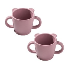 유일코리아 국산 실리콘 아기 양손컵 곰돌이 유아물컵, 250ml, 2개, 인디핑크