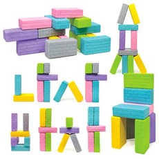 31234-(HN49)소프트파스텔사각블럭(42p) 소프트블록 벽돌블럭 벽돌블록 소프트벽돌, 1개