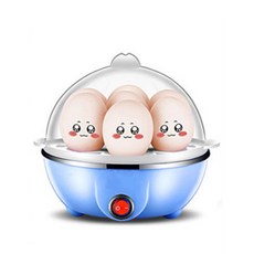 110V/220V 전기 계란 보일러 더블 레이어 다기능 옥수수 커스터드 자동 미니 스티머 14 개 아침 쿠커, Blue 7 Eggs, 미국, 1개