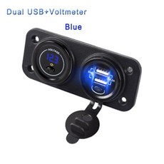 차량시가잭충전기 고속 멀티 담배소켓 업데이트 된 12V-24V 듀얼 USB 충전기 + 담배 라이터 전압계 자동차, 11 USB Voltmeter Blue