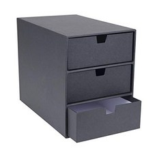 Bigso Ingrid 3-Drawer Fiberboard Desk Organizer Drawers | Durable Desk Storage Organizer with Drawer, 1, Dark Grey