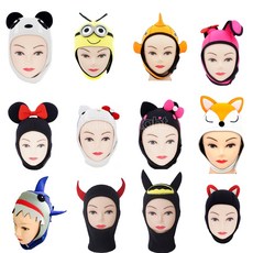 TOOKE 3mm 따뜻한 네오프렌 다이빙 만화 후드 스쿠버 헬멧 모자 다이버 모자 동물 맞춤형 멀티 컬러 다이빙 후드 귀여운|custom cartoon|custom helmet, 1개, Shark