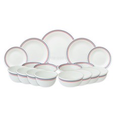 코렐 청홍 4인그릇세트 A 17PCS, 한국형공기대접