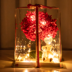 라운드오프 "1000일 동안" 시들지 않는 LED 보존화 꽃다발