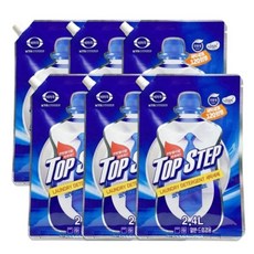 탑스텝 고농축 액체 세탁 세제/대용량 2L x 6개/리필형/드럼/일반용/온가족사용/ 30ml 세제파우치, 6개