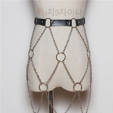 지9차이나 PU 가죽 그물 체인 워크웨어 댄스 파티룩 벨트 허리띠