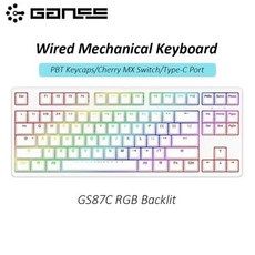 기존 GANSS GS87-C GS108-C 유선 체리 MX 스위치 PBT 키 캡이 있는 기계식 게임용 키보드 게이머 Type-C USB 포트, 체리 MX 브라운, GS87C-화이트-RGB - gs108mx