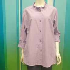 크로커다일레이디 무지 풀오픈 하프넥 블라우스