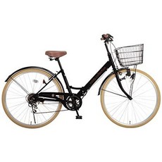 voldy.collection 볼디 컬렉션 26 인치 접이식 시티 사이클 6 단, 블랙x베이지