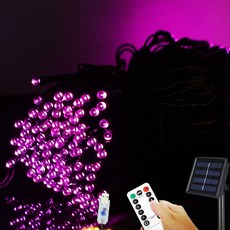 HK.sell 더블충전 태양열+USB+리모컨 꼬마 전구, 핑크 꼬마전구, 1개