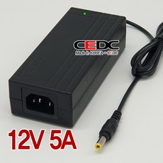 [CEDC] DC 12V 5A(5000mA) 국산어댑터CEDC-65-6012, 어댑터+3구각파워코드(1.8m)