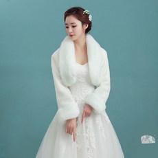 봄가을 타입 퍼 케이프 신부 웨딩드레스 긴 결혼 외 매치 민소매 나시 털