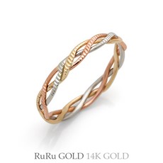 14k삼색레이어드반지