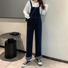 청슈트 여자바디프로필의상 레슬링복 2020년 가을 배기핏 데님 멜빵 여배 바디슈트 점프슈