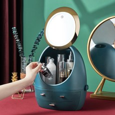 탁상 LED 화장거울 화장품 수납함 일체형 램프 보광 숙소 탁상빗선글라스와 휴대녀 359번 Z, 그린 미 러 (카드 대신 쓰기 가능)