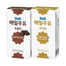 매일우유 매일 멸균우유 초코맛+커피맛 200ml 24팩(총48팩), 48개