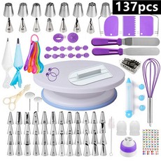 137pcs / 세트 베이킹 도구 세트 깍지 24종 돌림판 짤주머니 제과제빵 용품 홈 베이킹 초보자 풀세트