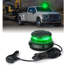 Xprite 그린 LED 회전 신호등 11.4cm(4.5인치) 매우 밝은 루프탑 플래시 안전 경고 스트로브 조명 자석 포함 건설 지게차 보안 순찰 우편 법 집행 차량 트럭용, 초록색, 1개