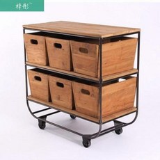 옛날 미닫이 엔틱 원목 찬장 찻장 그릇장 레트로 철제 원목장 미국식 육두 서랍 심플 수납장 컨트리 장식 거치대 바퀴 아이, 01 사두:95x45x90cm, 01 단문