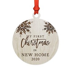 Andaz Press Custom Year Laser Engraved Wood Christmas Ornament First Christmas in Our N (New Home), New Home