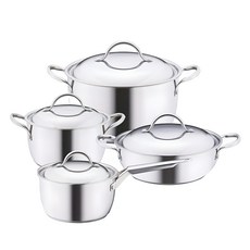 Cookin 電磁爐適用拿坡里不鏽鋼304鍋具組 4個, 1組, 單色, 片長18cm+羊水20cm+羊水24cm+全身24cm