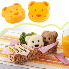 곰돌이 샌드위치 몰드 2종 세트 틀 식빵 쿠키, 2개, 노란색