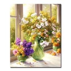 DIY캔버스페인팅 명화그리기 액자 그림 세트 유화 - 정물 40x50, S25_창가의 들꽃
