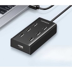 USB 연결허브 다중 7포트 연장 어댑터 데이터 분배기, 1개, 블랙 7포트 허브 1m