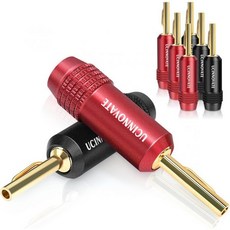 UCINNOVATE 바나나 플러그 스피커 와이어 커넥터용 8PCS 케이블 단자용 금도금 4mm 커넥터 월 소켓 앰프 오디오 비디오 홈 시어터, 8 X Pin Banana Plugs