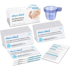 [미국]MomMed 임신 테스트기 20카운트 임신 테스트 스트립 20개의 소변 컵이 포함된 99% 이상의 정확한 임신 조기 감지 조기 임신 테스트, 20개 한박스