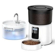 寵物自動餵食器 3L+自動飲水器 2L組, 1組, 白色