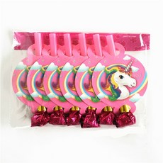 14*8 cm 재미 유니콘 테마 Blowouts 생일 축하 파티 베이비 샤워 장식 호각 트럼펫 용품 6 PCS, 1개, 단일
