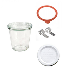 WECK 유리 저장병 기본형 No 900 290ml + 고무링 + 클립 2p + PE뚜껑