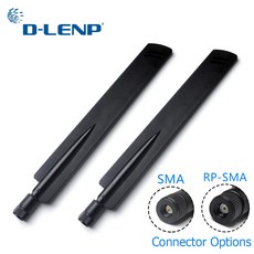 1쌍 Dlenp 2 4Ghz 무선 와이파이 라우터 안테나 에어리얼 부스터 18dbi SMA/ RP SMA 옵션 AP 브리지 WLAN 커넥터 커뮤니케이션 안테나, 02 RP-SMA Connector