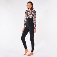 Rip Curl C WSM9AG Womens E-Bomb 3/2 Zip Free Wetsuit - Black/Gold (립컬 이밤 집 프리 여성용 전신슈트 웻슈트 )