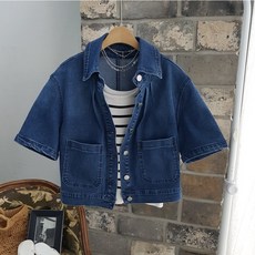 데님반팔자켓
