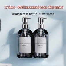 호텔 벽걸이 비누 디펜서 세트 리필 가능 펀칭 없음 손 소독제 샴푸 컨디셔너 샤워 벽용 병 거치대, 6) Transparent bottle-B, 1개