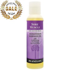 Plantlife 소어 머슬 아로마테라피 마사지 오일 커플 아로마 마싸지 젤 오일 크림 Sore Muscle Aromatherapy Massage Oil - 4 oz, (1개), (4온즈)