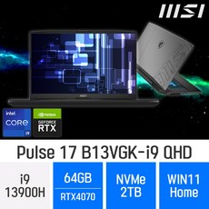 [당일출고] MSI Pulse 17 B13VGK-i9 QHD, Pulse 17 B13VGK, WIN11 Home, 64GB, 2TB, Grey