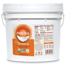 Nutiva Organic GMO 프리 유기농 스팀 정제 코코넛 오일 지속 가능한 농장 코코넛 3.8L128 온스 1팩 206107, 1개