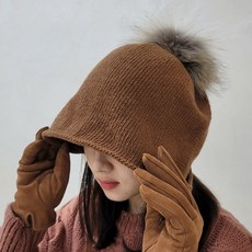[토베] 챠밍 라쿤퍼 왕방울 니트모자 털 모자 오버핏 비니 얼굴이 작아보이는
