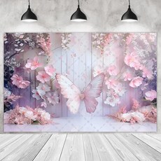 기발한 핑크 나비 배경 꽃 사진 촬영 스튜디오, 1개, 11) Vinyl 60x40cm - J