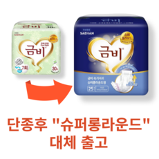 금비 속기저귀 오버나이트 30매 1팩/2팩-단종후 슈퍼롱라운드로 대체 출고(25매 1팩/2팩)), 2개, 25매입